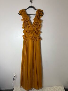 ASOS Women’s Ruffled Maxi Dress in Mustard size 6
